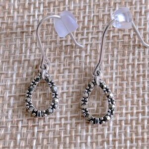 Sterling Silver 925 Marcasite Teardrop Dangle Earrings